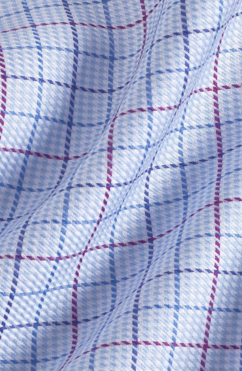 David Donahue Regular Fit Check Cotton Dobby Dress Shirt, Alternate, color, Sky/ Merlot
