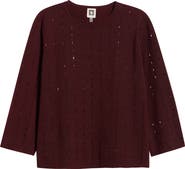 Anne Klein Rhinestone Stripe Sweater