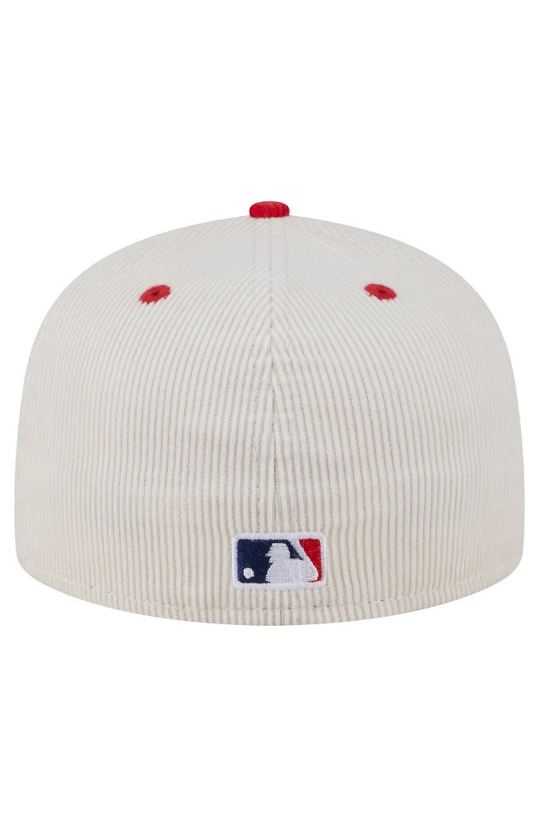 New Era Men's New Era Cream/Red Los Angeles Angels Two-Tone Corduroy 59FIFTY Fitted Hat, Alternate, color, Cream
