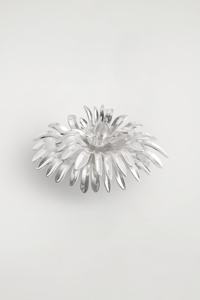 Abstract Floral Brooch, Alternate, color, SILVER