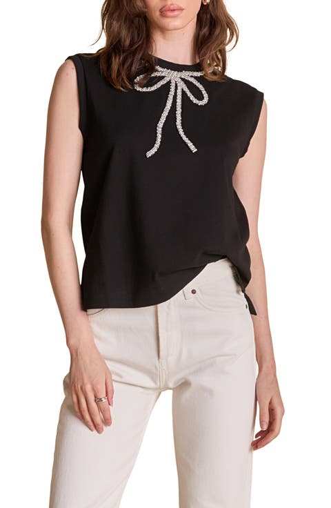 Rhinestone Bow Sleeveless Top