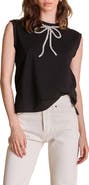 English Factory Rhinestone Bow Sleeveless Top