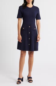 Eliza J Patch Pocket Knit A-Line Dress
