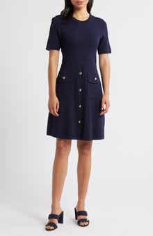 Eliza J Patch Pocket Knit A-Line Dress