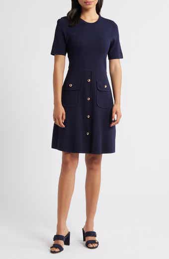 Patch Pocket Knit A-Line Dress