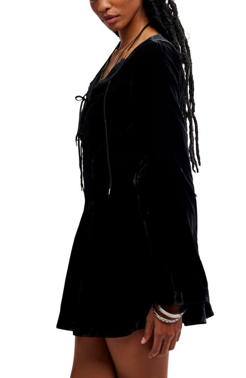 Free People Linney Velvet Minidress In Black