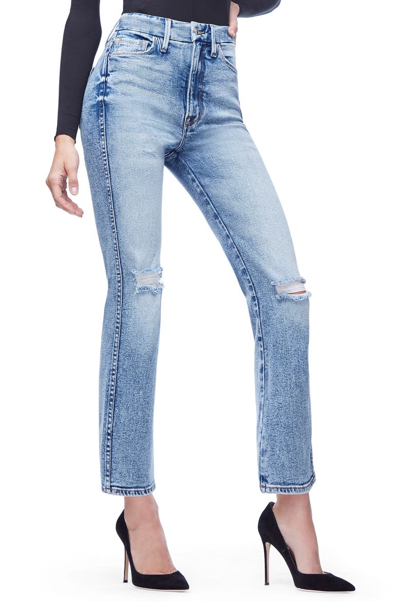 Good Curve High Waist Ankle Straight Leg Jeans, Alternate, color, BLUE 189