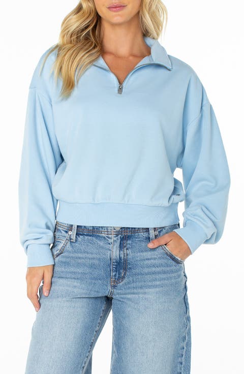 Half Moon Cotton Blend Quarter Zip Pullover
