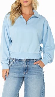 Roxy Half Moon Cotton Blend Quarter Zip Pullover
