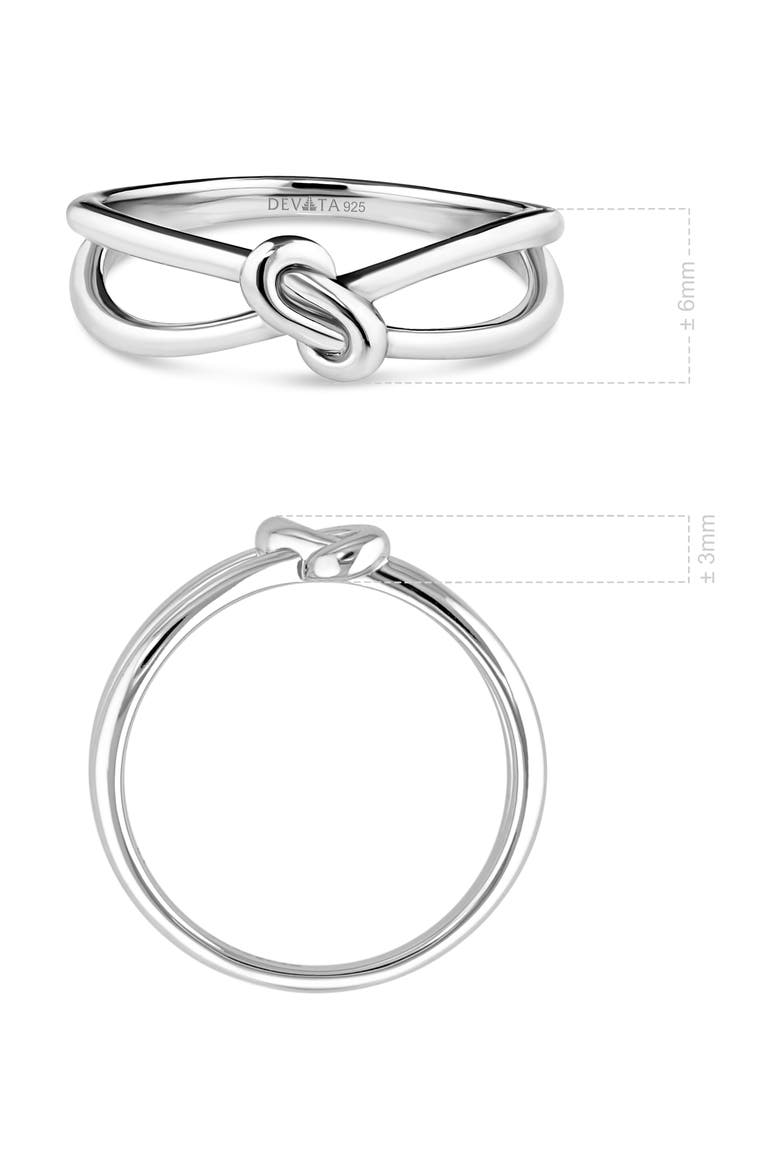 Love Knot Ring in Rhodium Plated Sterling Silver, 6mm, Alternate, color, Silver