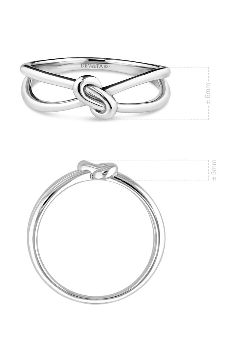DEVATA Love Knot Ring in Rhodium Plated Sterling Silver, 6mm, Alternate, color, Silver
