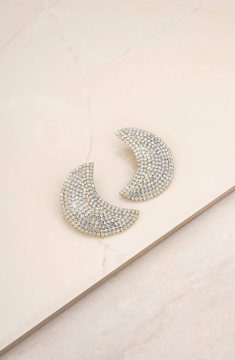 Ettika Crystal Crescent Moon Drop Earrings, Alternate, color,