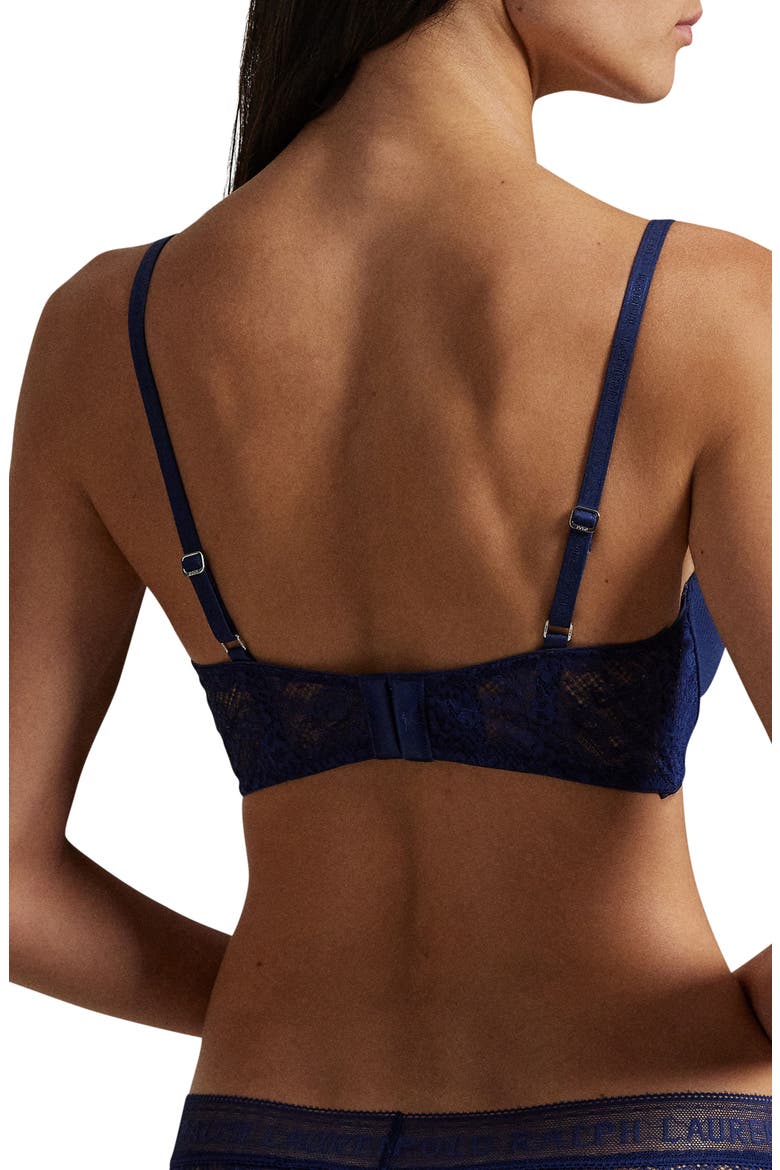 Underwire Lace Demi T-Shirt Bra, Alternate, color, NAVY