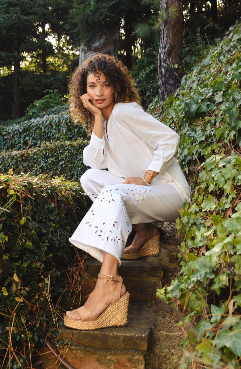 Liverpool Los Angeles Stride Eyelet High Waist Crop Wide Leg Jeans, Alternate, color,