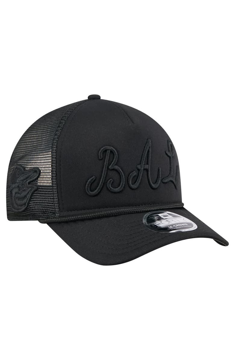 New Era Men's New Era Black Baltimore Orioles City Initial 9FORTY A-Frame M-Crown Adjustable Trucker Hat, Alternate, color, Black