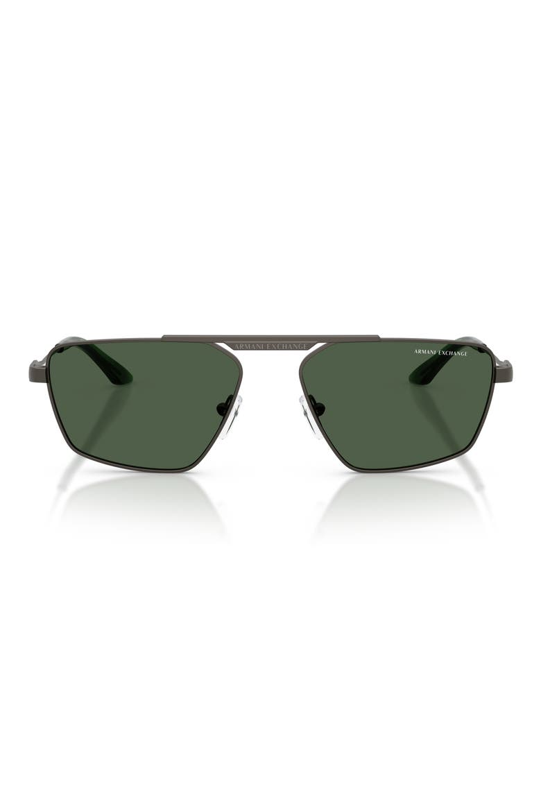 56mm Aviator Sunglasses, Main, color, MATTE GREY / DARK GREEN