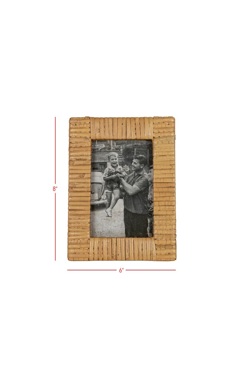 Foreside Home and Garden 4X6 Inch Wrapped Rattan Picture Frame with MDF & Glass, Alternate, color, Brown