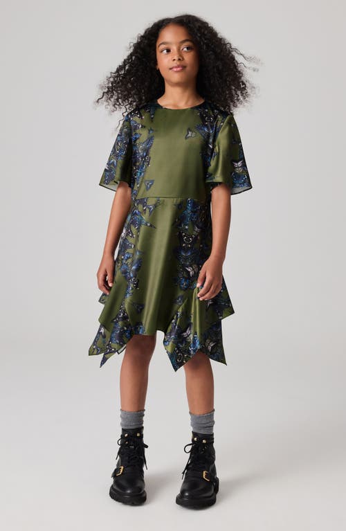 Smallsaints By Allsaints Kids' Butterfly Print Handkerchief Hem Dress In Green