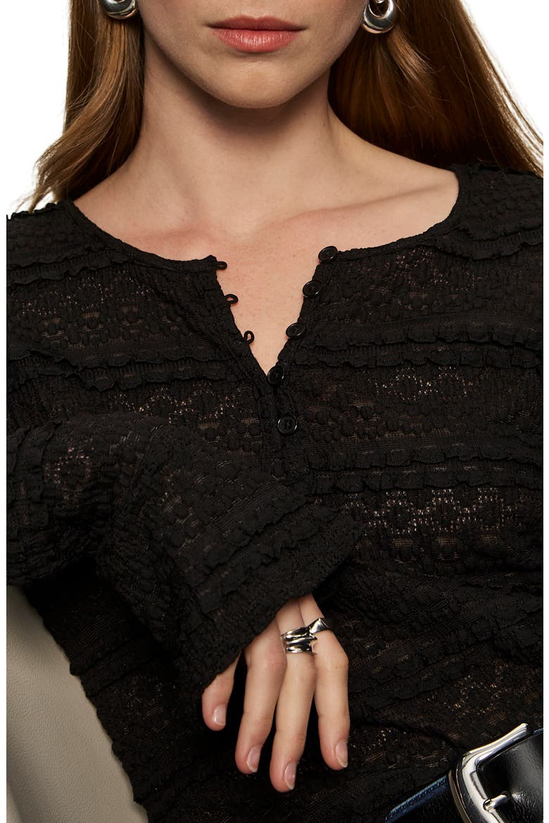 Lovely Lace Henley, Alternate, color, BLACK