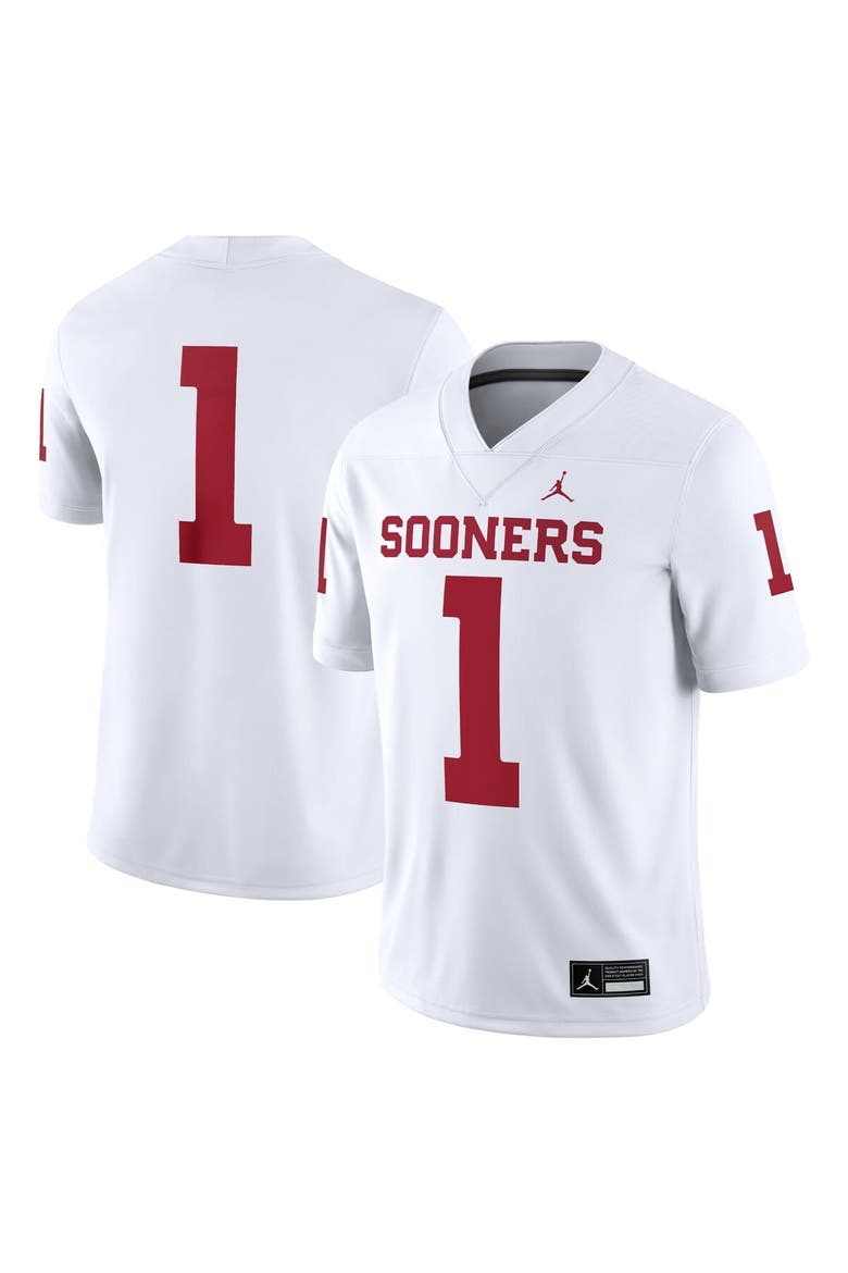 Men's Jordan Brand #1 White Oklahoma Sooners Game Jersey, Main, color, White