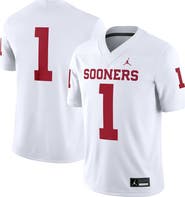 Jordan Brand Men's Jordan Brand #1 White Oklahoma Sooners Game Jersey