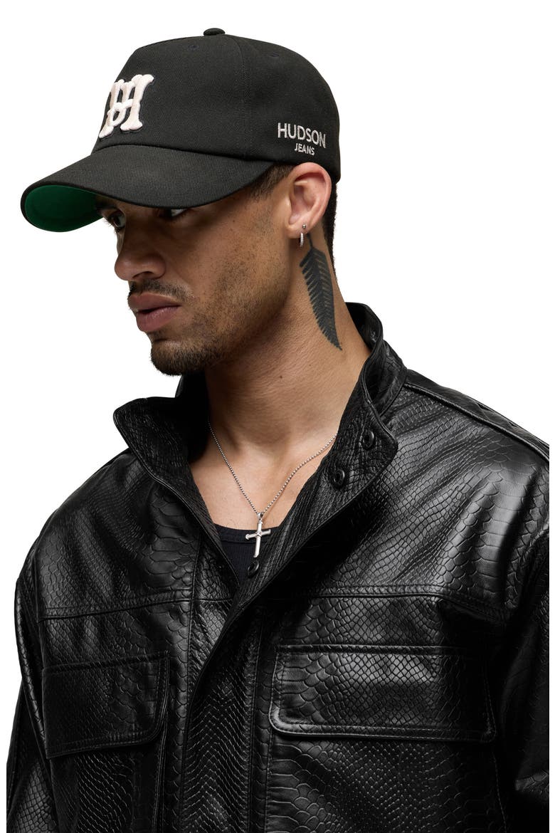 Python Embossed Leather Jacket, Alternate, color, BLACK PYTHON