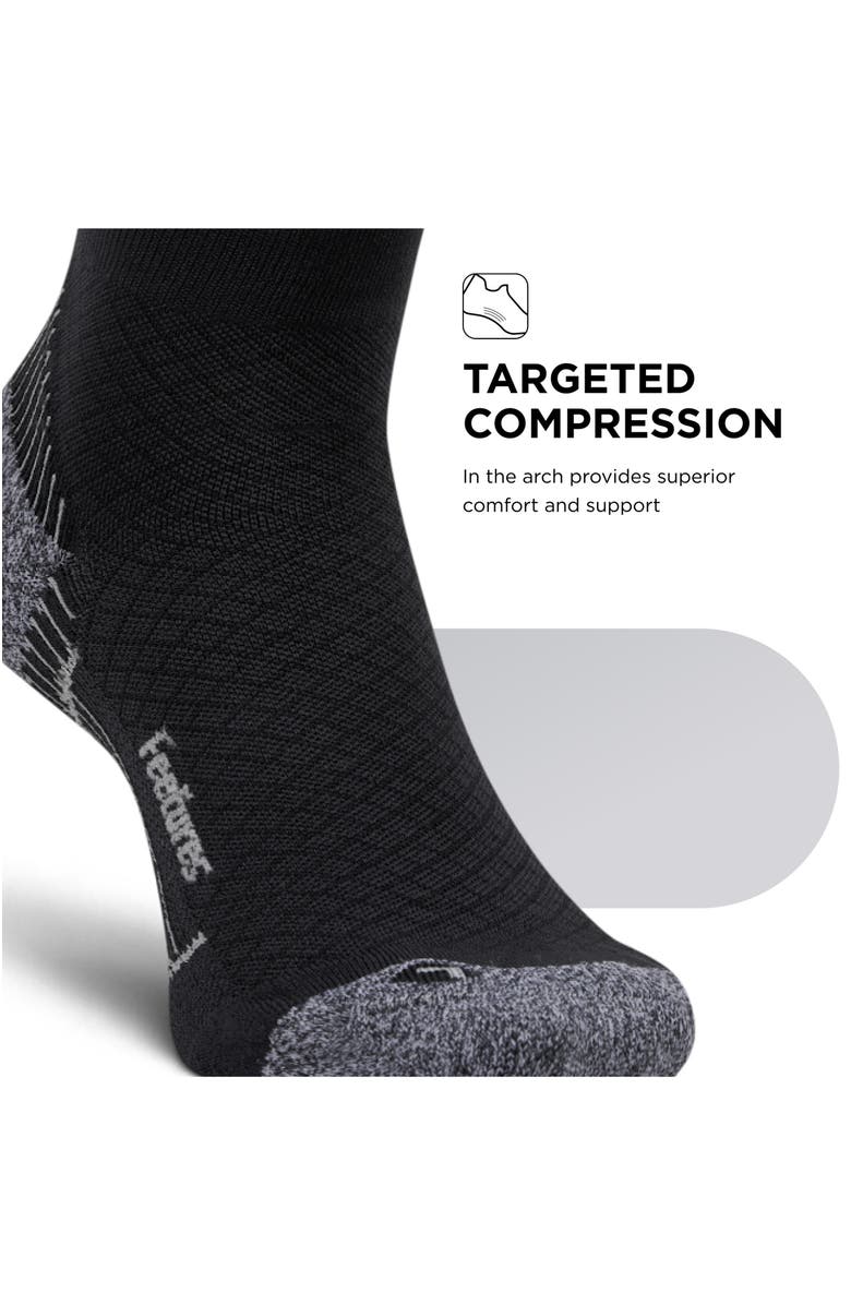 Feetures Plantar Fasciitis Relief Light Cushion Mini Crew Targeted Arch & Plantar Fascia Support, Alternate, color, Black
