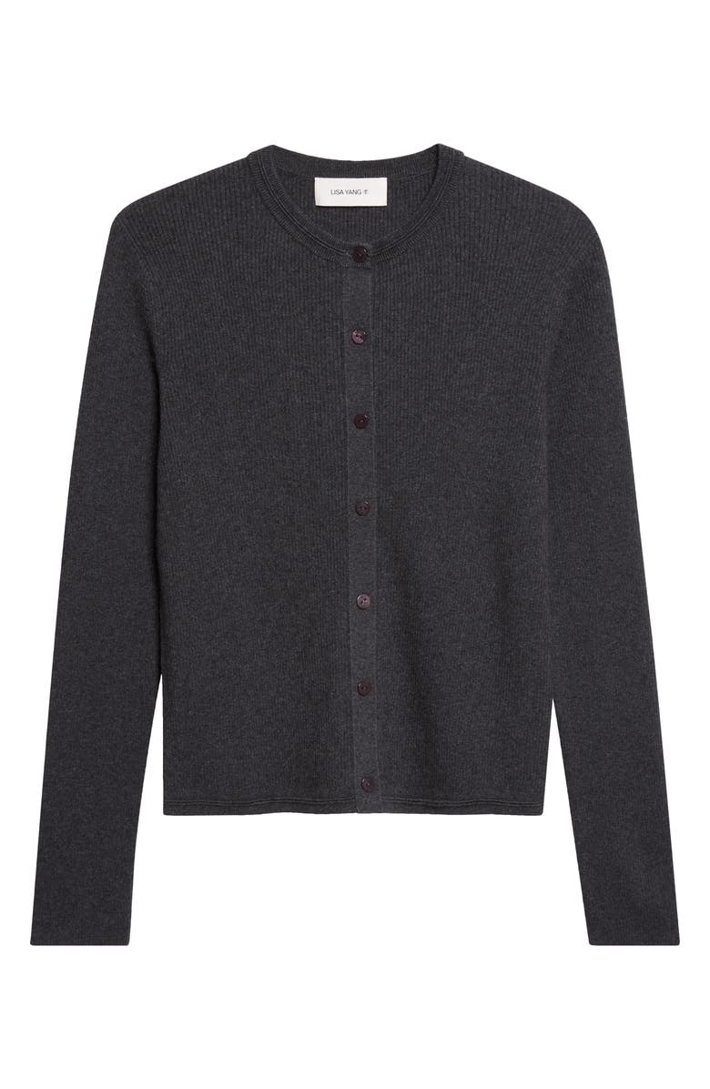 Lisa Yang Abeena Cotton & Cashmere Rib Cardigan, Main, color, Eclipse