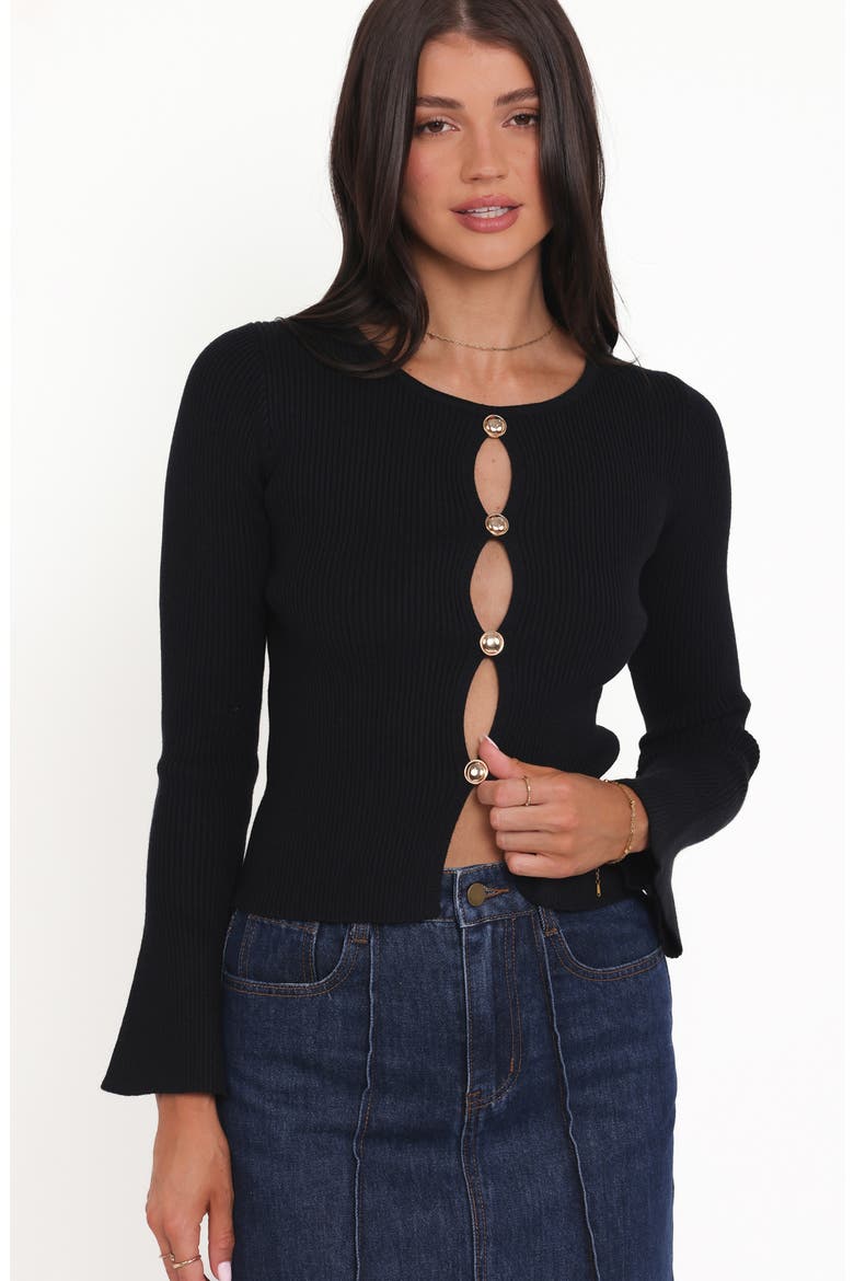 Rosienna Cutout Rib Top, Alternate, color, BLACK