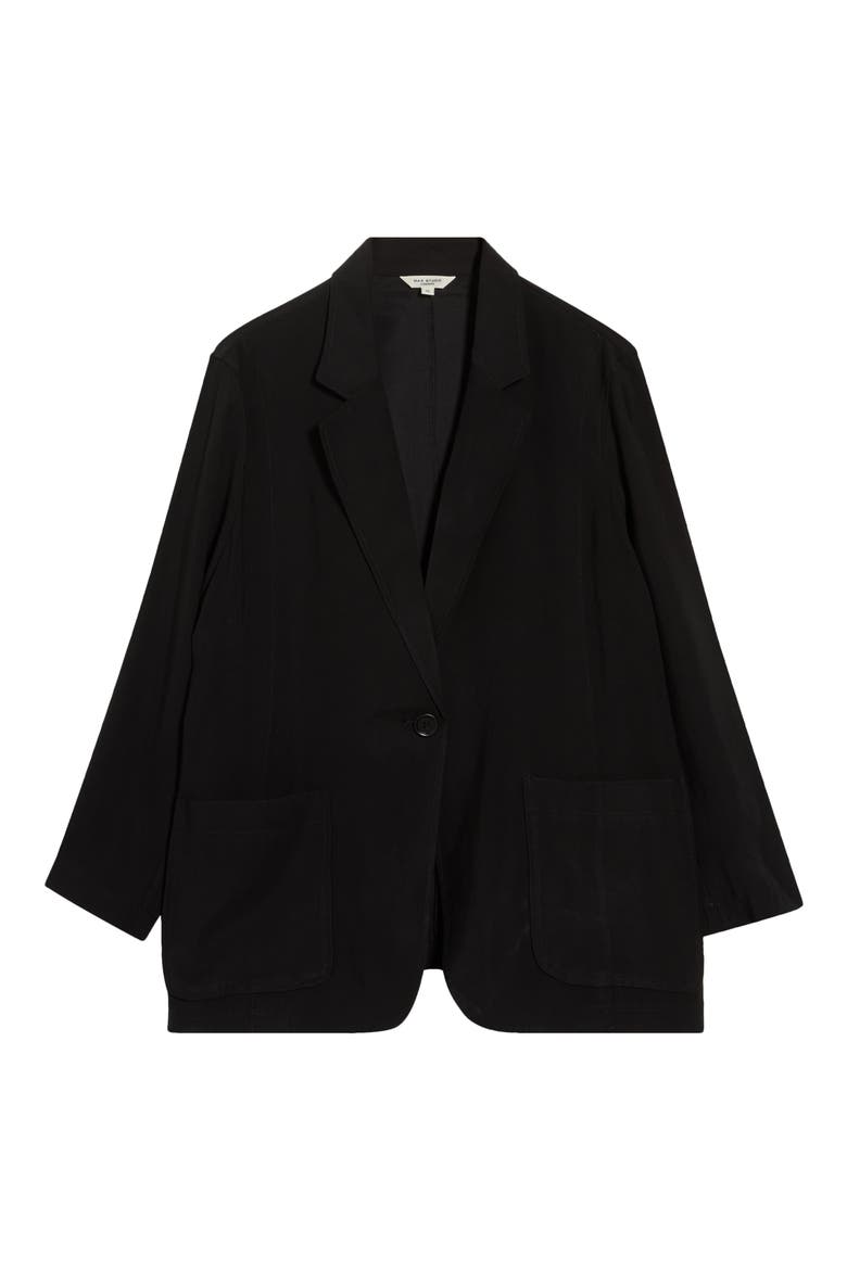 Oversize Brushed Twill Blazer, Alternate, color, BLACK