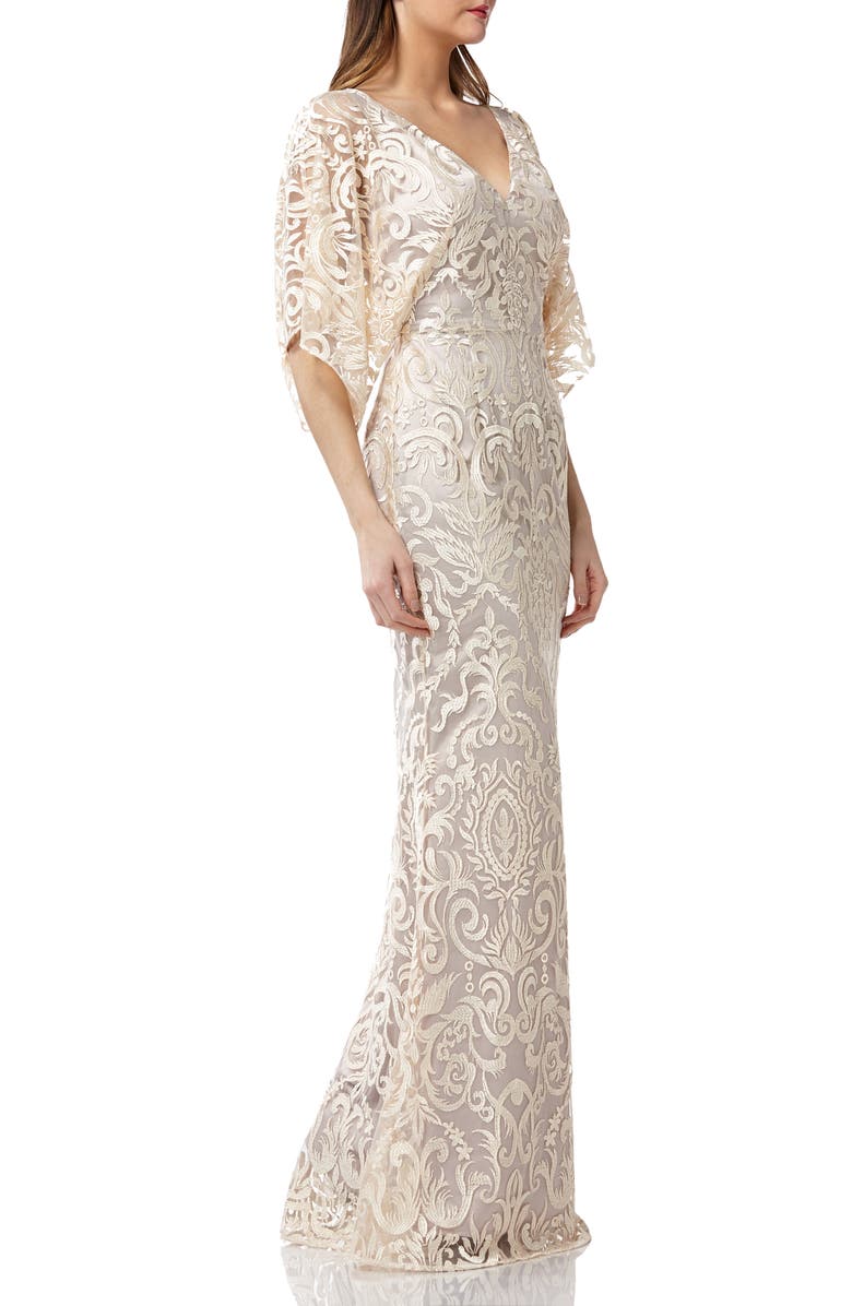 JS Collections Embroidered Lace Evening Dress, Alternate, color, 