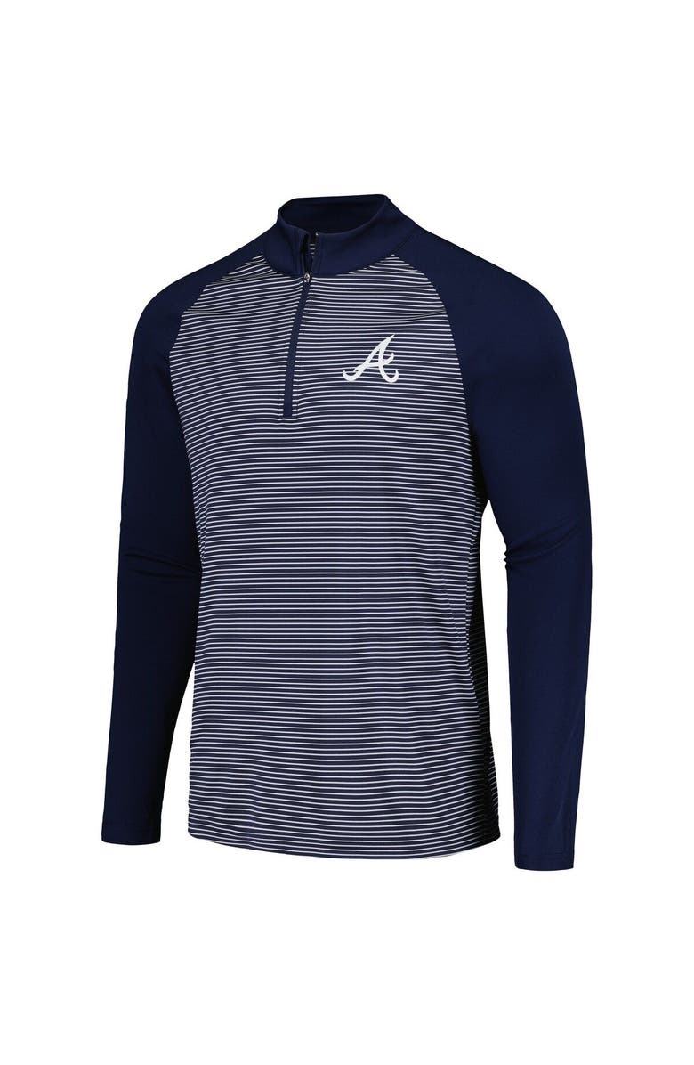 LEVELWEAR Men's Levelwear Navy Atlanta Braves Charter Striped Raglan Quarter-Zip Top, Alternate, color, 