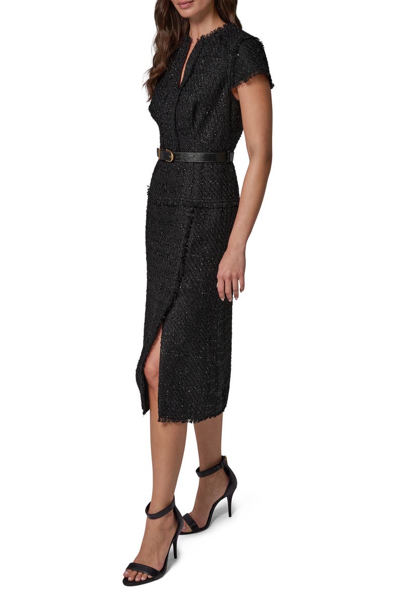 Metallic Tweed A-Line Dress, Alternate, color, BLACK