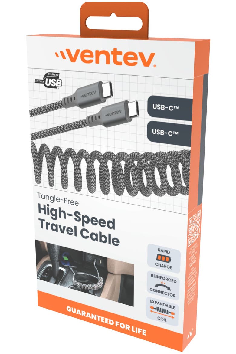 Helix USB-C to USB-C High Speed Travel 3 Foot Cable, Alternate, color, Grey
