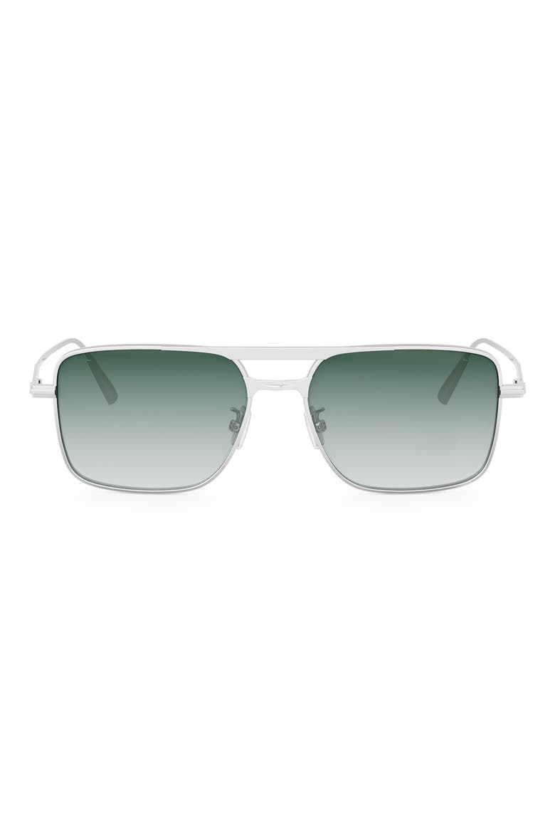 'DiorBlacksuit S17U 54mm Rectangular Sunglasses, Main, color, SHINY PALLADIUM / GREEN