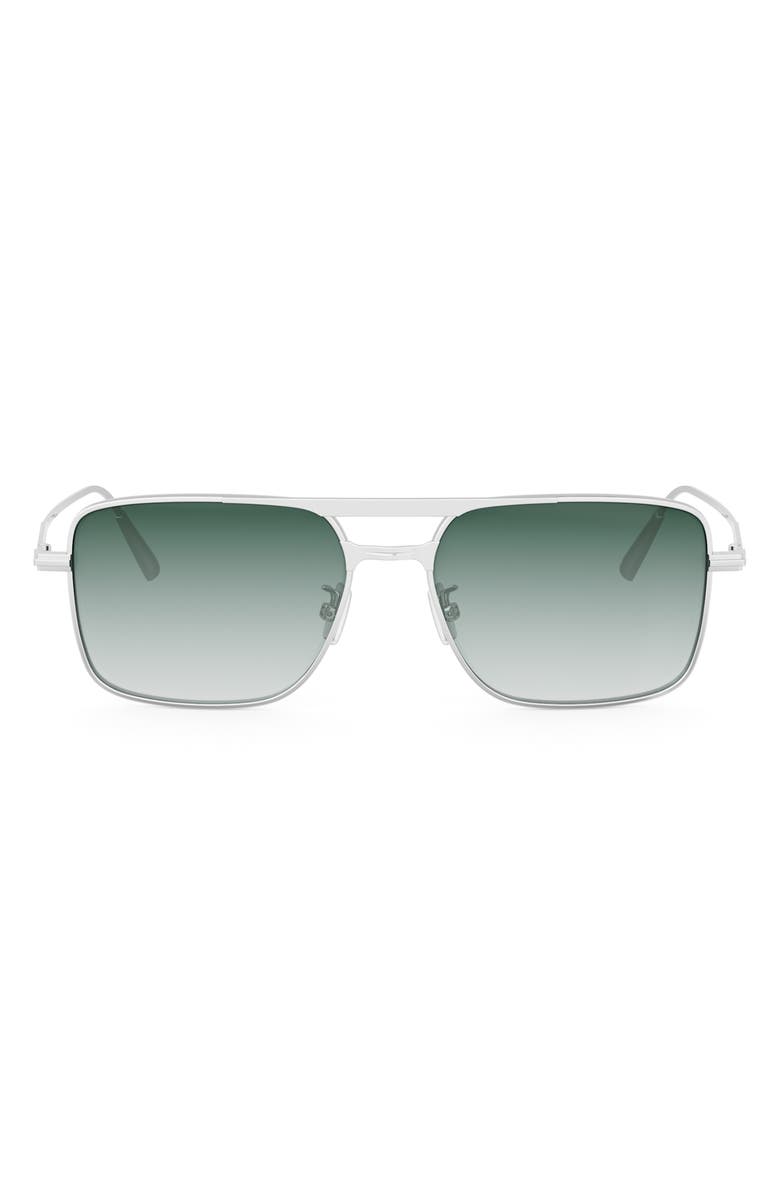 DIOR Blacksuit S17U 54mm Rectangular Sunglasses, Main, color, Shiny Palladium / Green