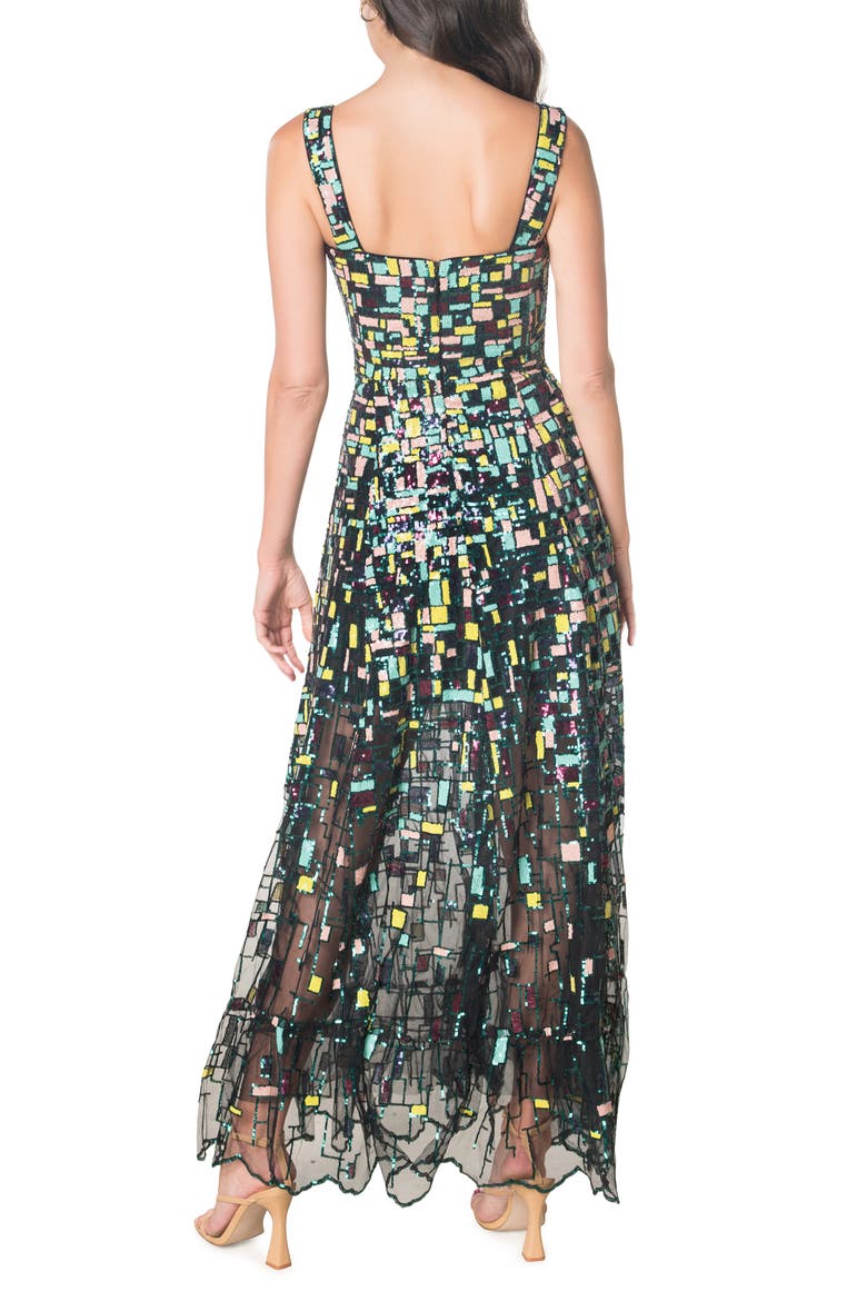 Anabel Sequin Fit & Flare Gown, Alternate, color, SEAFOAM MULTI