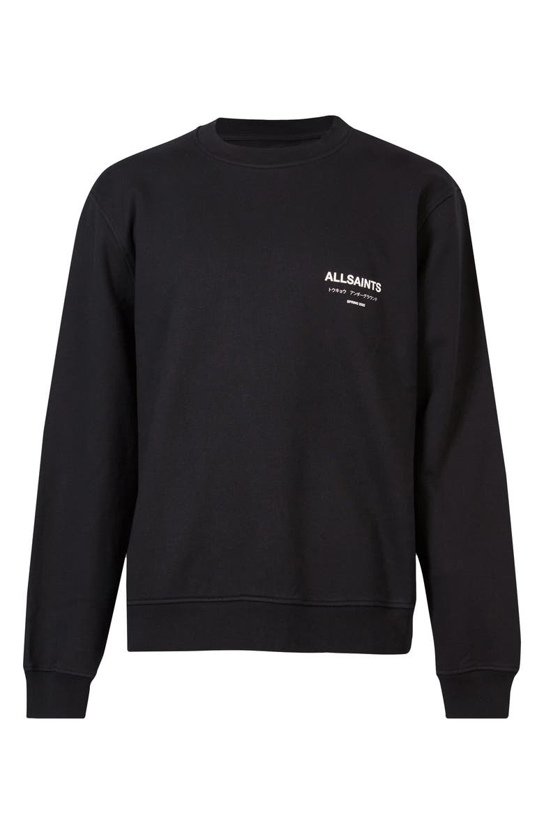AllSaints Underground Logo Organic Cotton Graphic Sweatshirt, Alternate, color, Jet Black
