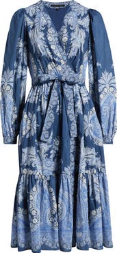 KOBI HALPERIN Kai Print Long Sleeve Midi Dress