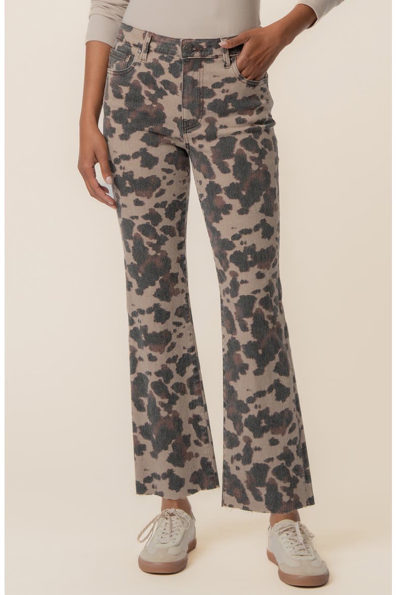 Kelsey Raw Hem High Waist Ankle Flare Jeans, Alternate, color, TAUPE
