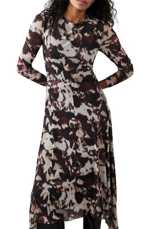 Mint Velvet Abstract Printed Midi Dress In Black