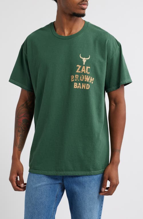 Merch Traffic Zac Brown Band Cotton Graphic T-Shirt in Forest Green Pigment Dye 