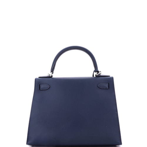 Pre-owned Hermes Hermes Kelly Handbag Blue Epsom With Palladium Hardware 28