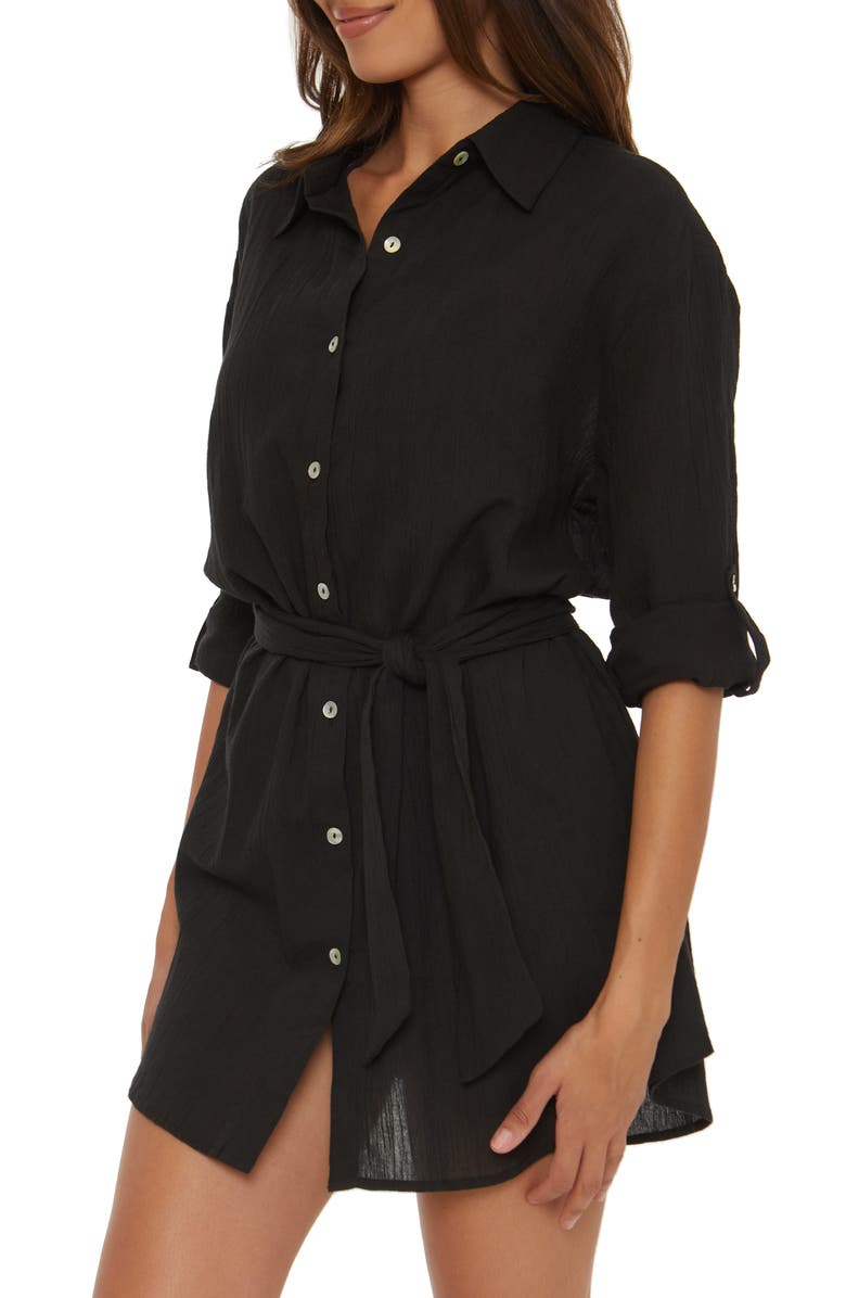 Becca Long Sleeve Cotton Gauze Cover-Up Shirtdress, Alternate, color, 