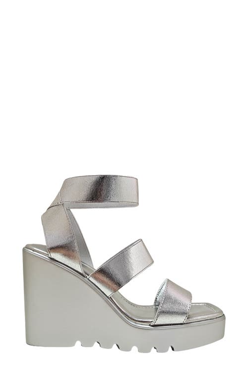Ninety Union Paige Elastic Strap Wedge Sandal In Silver