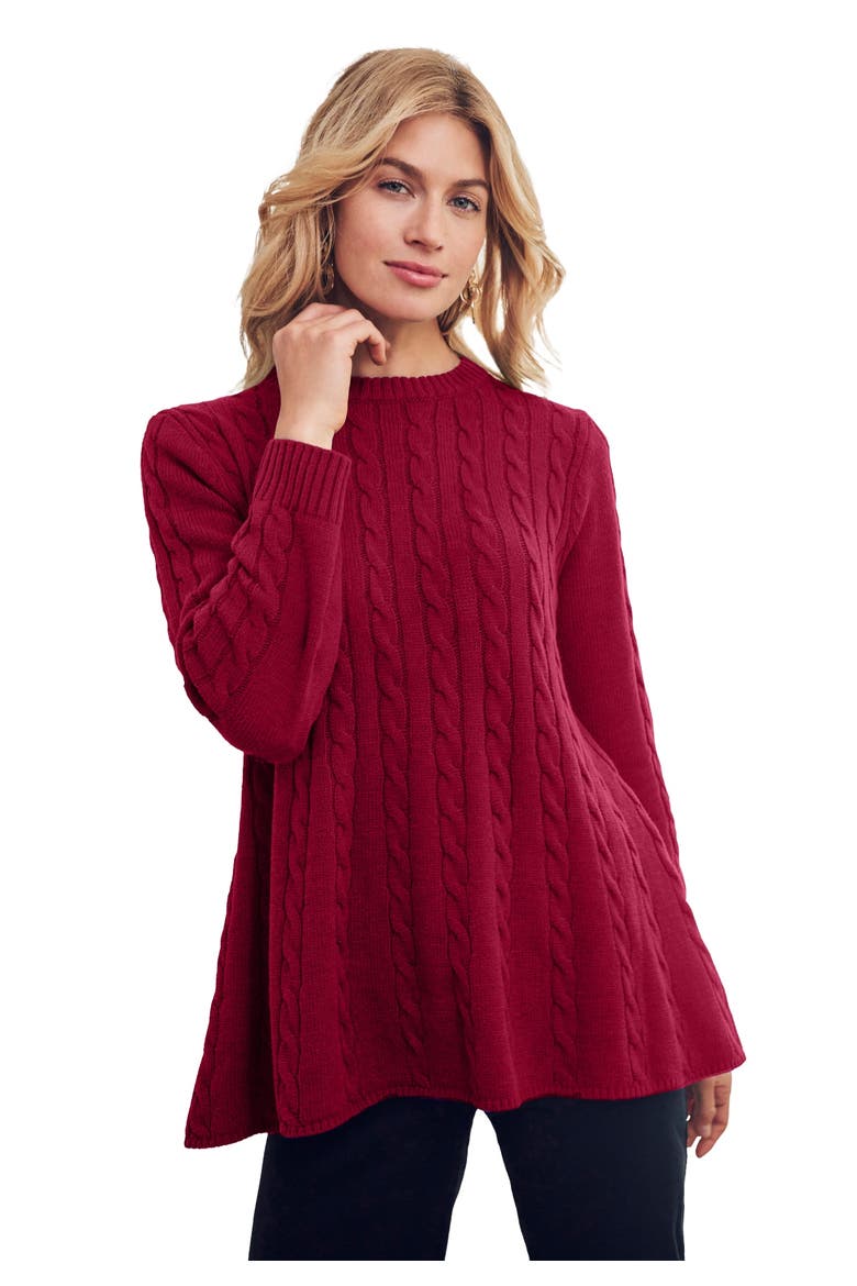 Cable Peplum, Main, color, RICH BURGUNDY