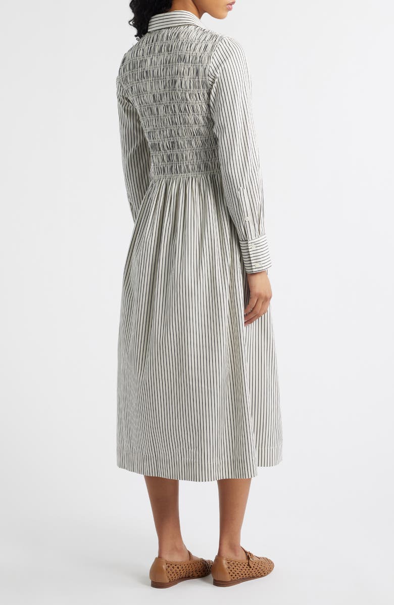 Madewell Smocked Poplin Midi Shirtdress, Alternate, color, Classic Navy