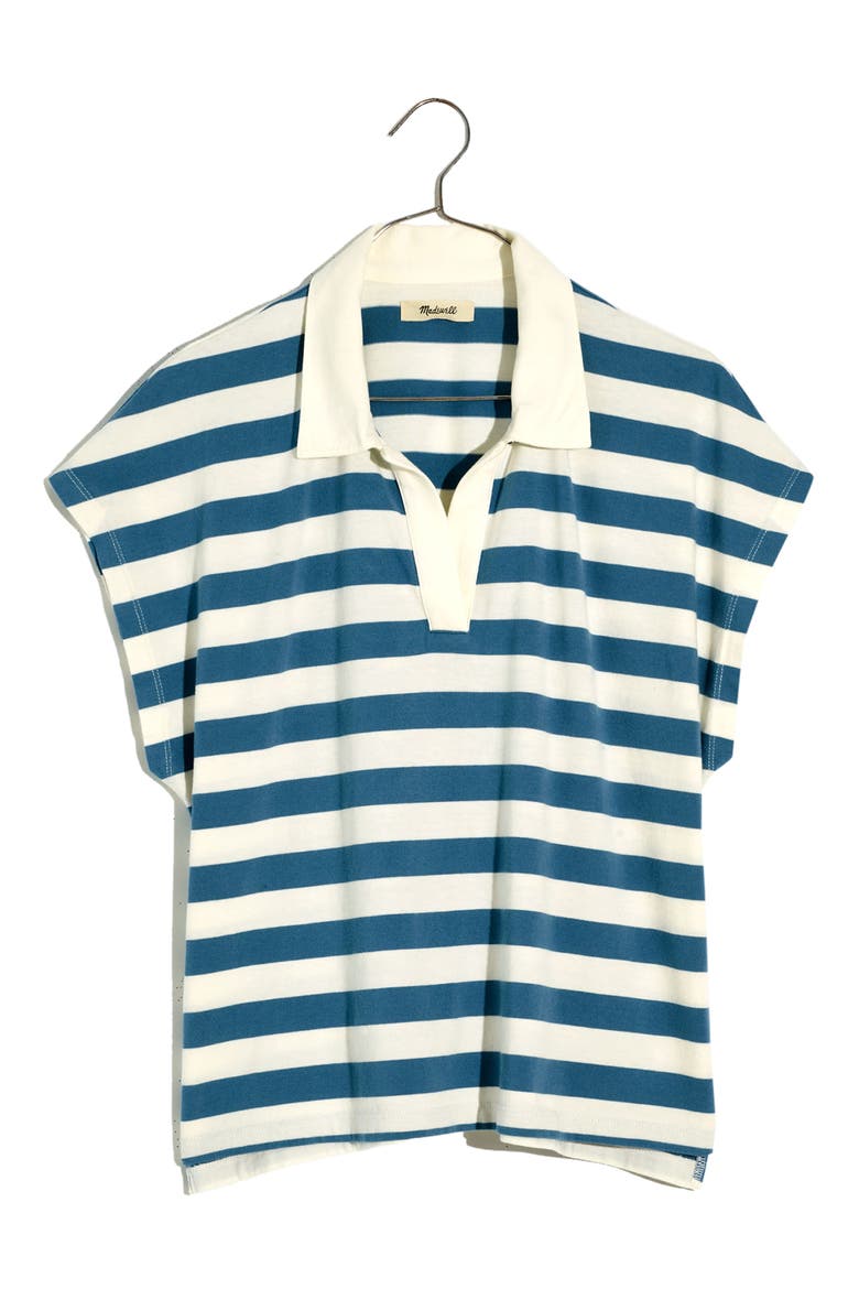 Relaxed Stripe Polo Tee, Main, color, OCEAN