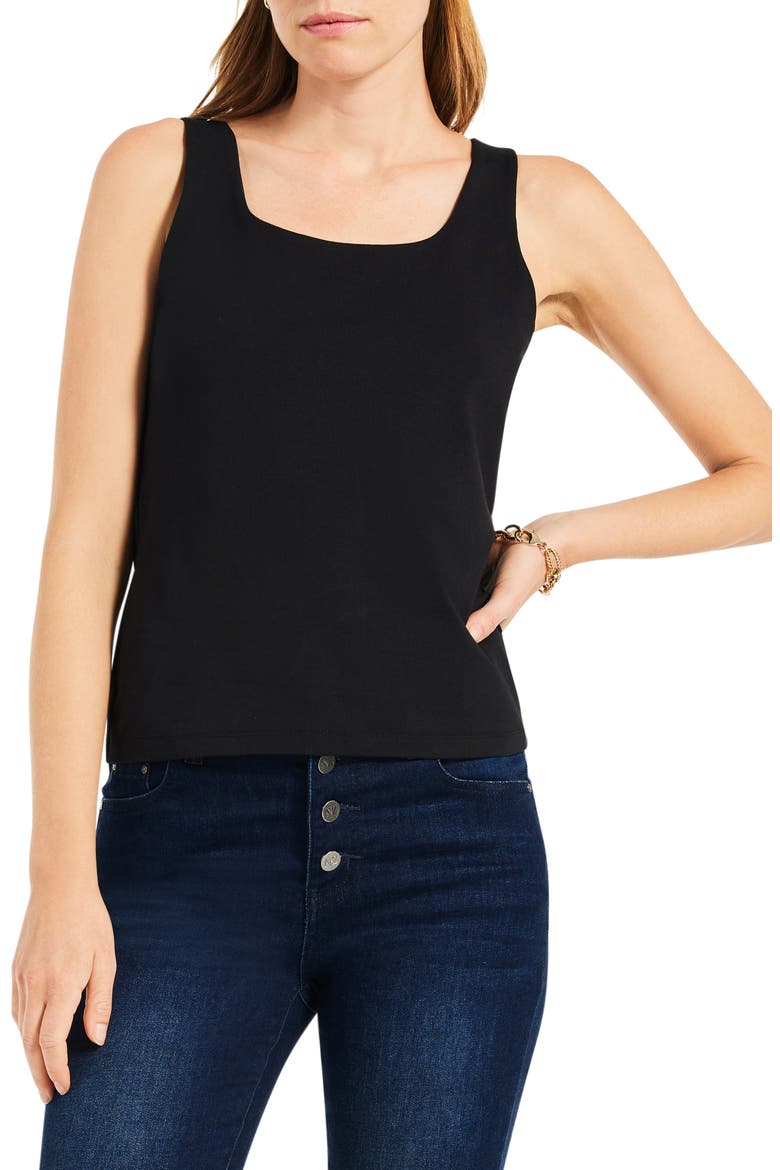 Stretch Cotton Shelf Bra Tank, Main, color, BLACK ONYX