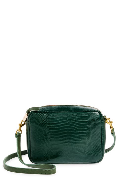 Midi Sac Lizard Embossed Leather Crossbody Bag